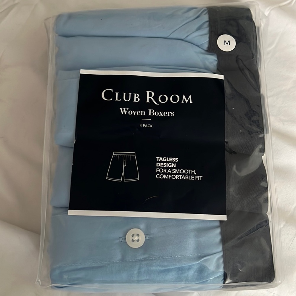 NWT Club Room Woven Blue Boxers - Size Medium